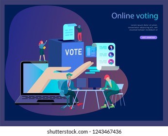 Voting and Election concept. Pre-election campaign. Promotion and advertising of candidate. Citizens debating candidates for voting and voting Online voting and election concept with people.