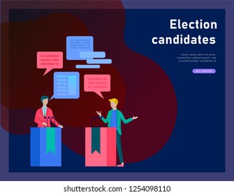 Voting and Election concept. Pre-election campaign. Promotion and advertising of candidate. Citizens debating candidates for voting and voting Online voting and election concept with people.