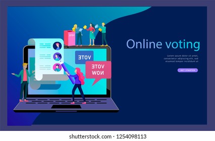 Voting and Election concept. Pre-election campaign. Promotion and advertising of candidate. Citizens debating candidates for voting and voting Online voting and election concept with people.