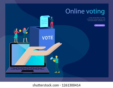 Voting and Election concept. Pre-election campaign. Promotion and advertising of candidate. Citizens debating candidates for voting and voting Online voting and election concept with people.