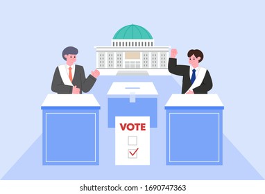 Concepto de votación y elección Ilustración vectorial.
