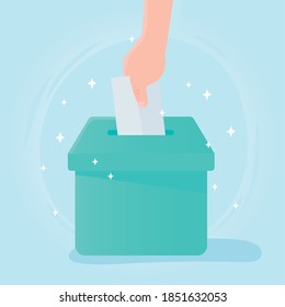voting and election, hand paper vote in box vector illustration
