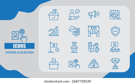 Icono de votación y elección en diseño de Vector plano moderno