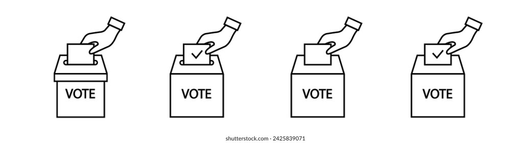 Voting and election icon. Election Vote concept .Hand putting voting paper in the ballot box . Set vote icon.
