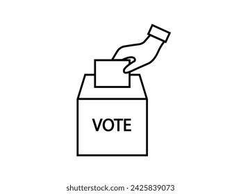 Icono de votación y elección. Concepto de voto electoral. Poner a mano el papel de votación en la urna . Establecer icono de voto.