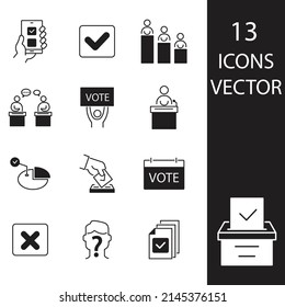 Iconos de votación y elecciones establecidos . Elementos vectores del símbolo del paquete electoral para la web infográfica