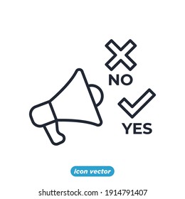 Icono de votación y elecciones. Plantilla de símbolo de votación electrónica para la ilustración vectorial de la colección de diseño gráfico y web
