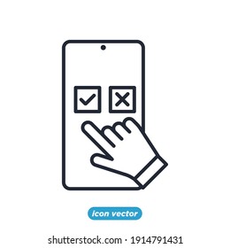Icono de votación y elecciones. Plantilla de símbolo de votación electrónica para la ilustración vectorial de la colección de diseño gráfico y web
