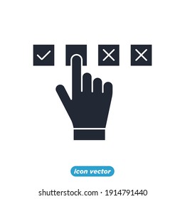 Voting and Elections Icon. Electronic voting symbol template for graphic and web design collection logo vector illustration