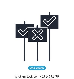 Icono de votación y elecciones. Plantilla de símbolo de votación electrónica para la ilustración vectorial de la colección de diseño gráfico y web