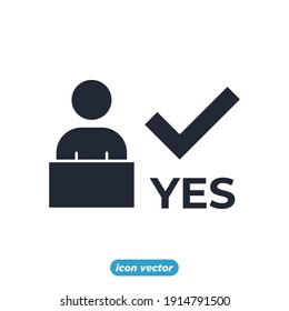 Icono de votación y elecciones. Plantilla de símbolo de votación electrónica para la ilustración vectorial de la colección de diseño gráfico y web
