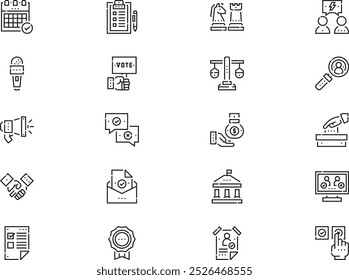 La colección de íconos de elecciones de votación es una Ilustración vectorial con trazo editable.
