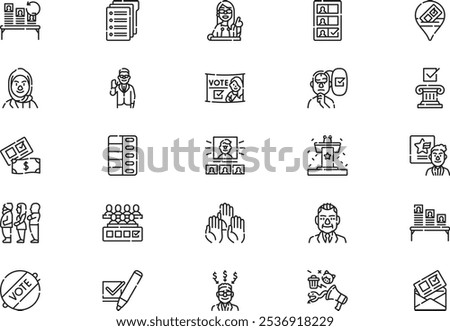 Voting elections icons collection is a vector illustration with editable stroke.