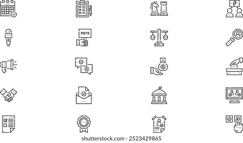 Iconos de elecciones de votación Colección de iconos vectoriales de alta calidad con trazo editable. Ideal para Profesional y Proyectos Creativos.