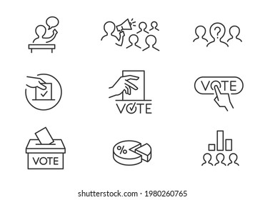 Voting and elections line icons