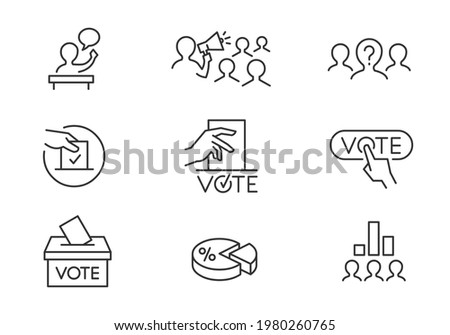 Voting and elections line icons