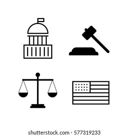 Voting and elections linear icons. Government political icons. Political vector