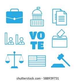 Voting and elections linear icons. Political icons set.Voting and elections