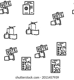 Voting And Elections Vector Seamless Pattern Thin Line Illustration