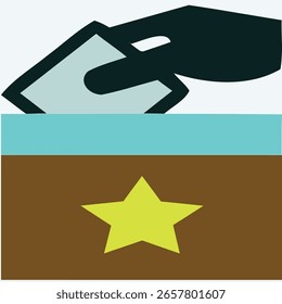 Mano de votación con urna
