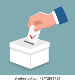 Voting Hand with Ballot, Voting Ballot in Box Vector