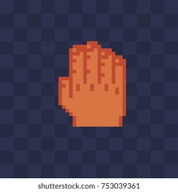 Voting hand. Pixel art style. Isolated vector illustration.