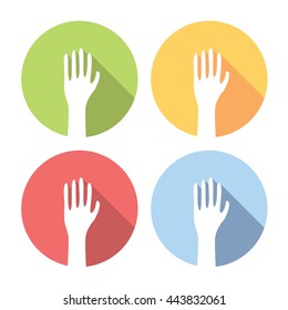 Voting Hands Flat Style Design Icons Set