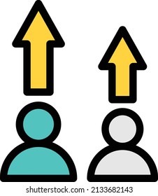 voting icon with background.one candidate with more voting and one candidate with low voting in election.color line icon