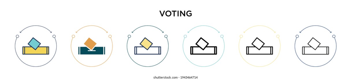 Voting icon in filled, thin line, outline and stroke style. Vector illustration of two colored and black voting vector icons designs can be used for mobile, ui, web