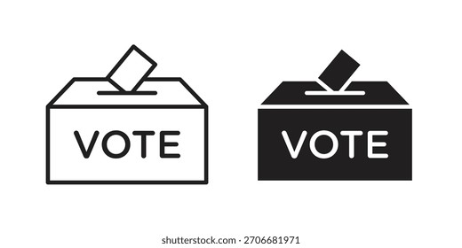 Símbolo de concepto de contorno de icono de votación con trazo editable en blanco