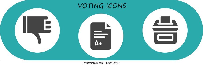 voting icon set. 3 filled voting icons.  Simple modern icons about  - Thumbs down, Exam, Vote