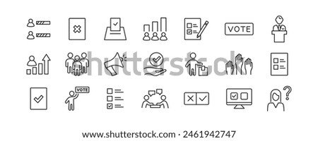 Voting icon set. Election line icons. Vector illustration.
