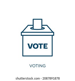 icono de voto. Icono de contorno lineal de votación delgado aislado en fondo blanco. Signo de votación de vector de línea, símbolo para web y móvil