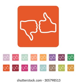 The voting icon. Vote and like symbol. Flat Vector illustration. Button Set