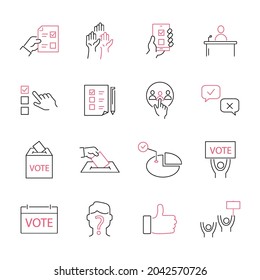 conjunto de iconos de votación. símbolo de paquete de votación elementos vectores para web infográfica