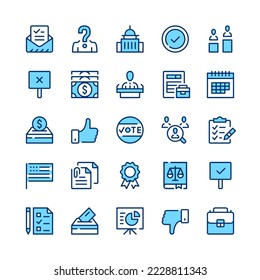 Voting line icons. Blue color. Vector line icons set