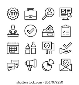 Voting line icons set. Modern thin line design. Outline symbols collection. Vector line icons