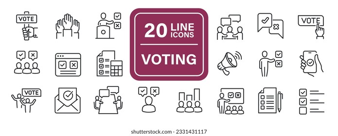 Voting line icons. For website marketing design, logo, app, template, ui, etc. Vector illustration.