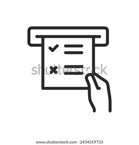 Voting Machine Icon. Modern Scanning Ballot System with Checkmark for Secure Electronic Polling and Decision Making.