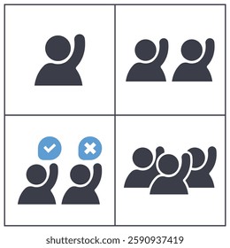 Voting Man Collection, Raised Hands Icon Pack