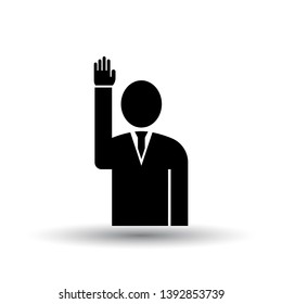 Voting Man Icon. Black on White Background With Shadow. Vector Illustration.