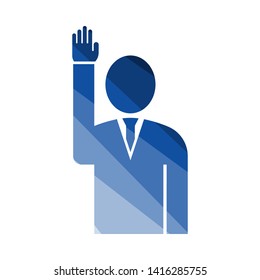 Voting Man Icon. Flat Color Ladder Design. Vector Illustration.