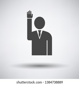 Voting Man Icon on gray background, round shadow. Vector illustration.