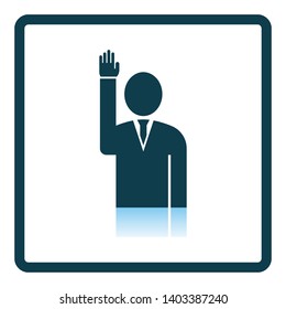 Voting Man Icon. Square Shadow Reflection Design. Vector Illustration.
