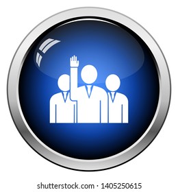Man wählt einen Mann mit Männern hinter dem Symbol. Glossy Button Design. Vektorgrafik.