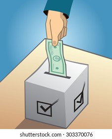 Voting with money and political bribing vector illustration