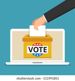 Voting Online Concept Hand Putting Voting Stock Vector (Royalty Free ...