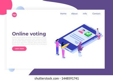 Voting online, e-voting, election internet system isometric template. Vector illustration