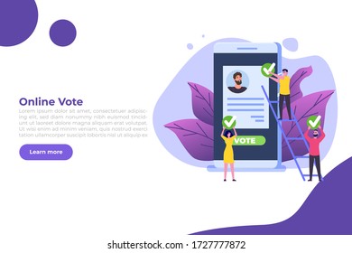 Votación en línea, voto electrónico, plantilla de sistema de internet electoral. Ilustración del vector