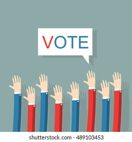 Voting Picture People Vote Hands Raised Stock Vector (Royalty Free ...